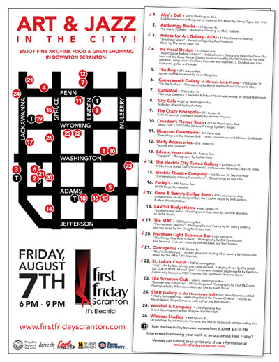 August First Friday Scranton map